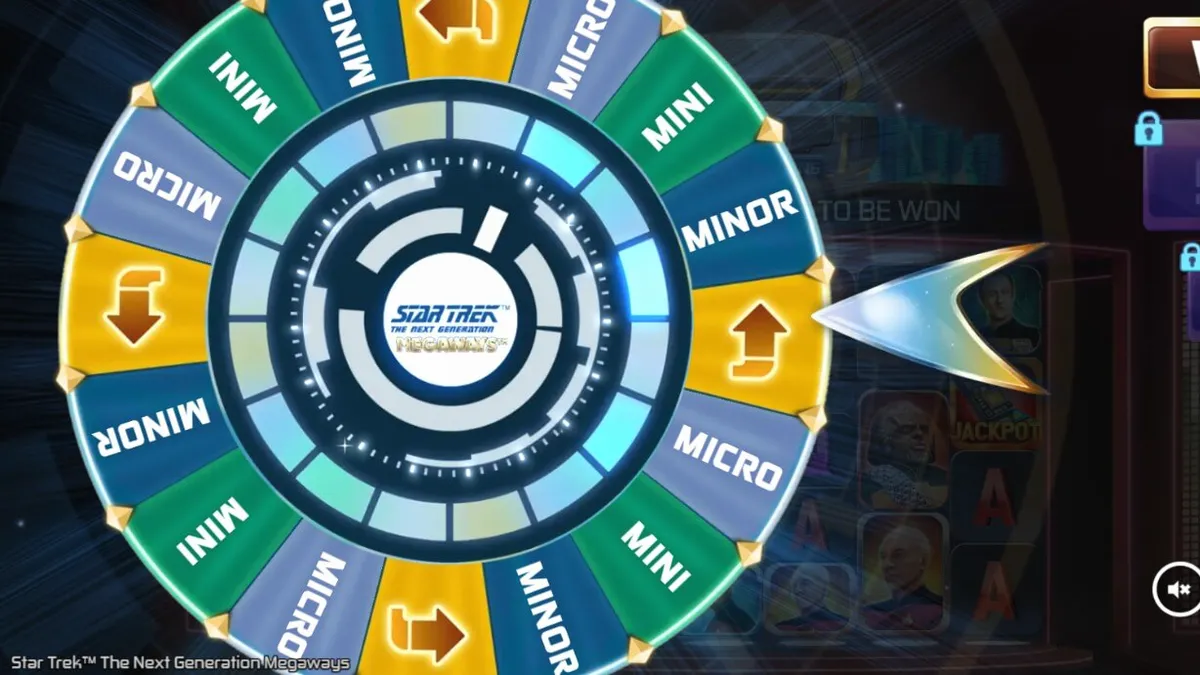Interface do jogo Star Trek: The Next Generation Megaways em um dispositivo móvel
