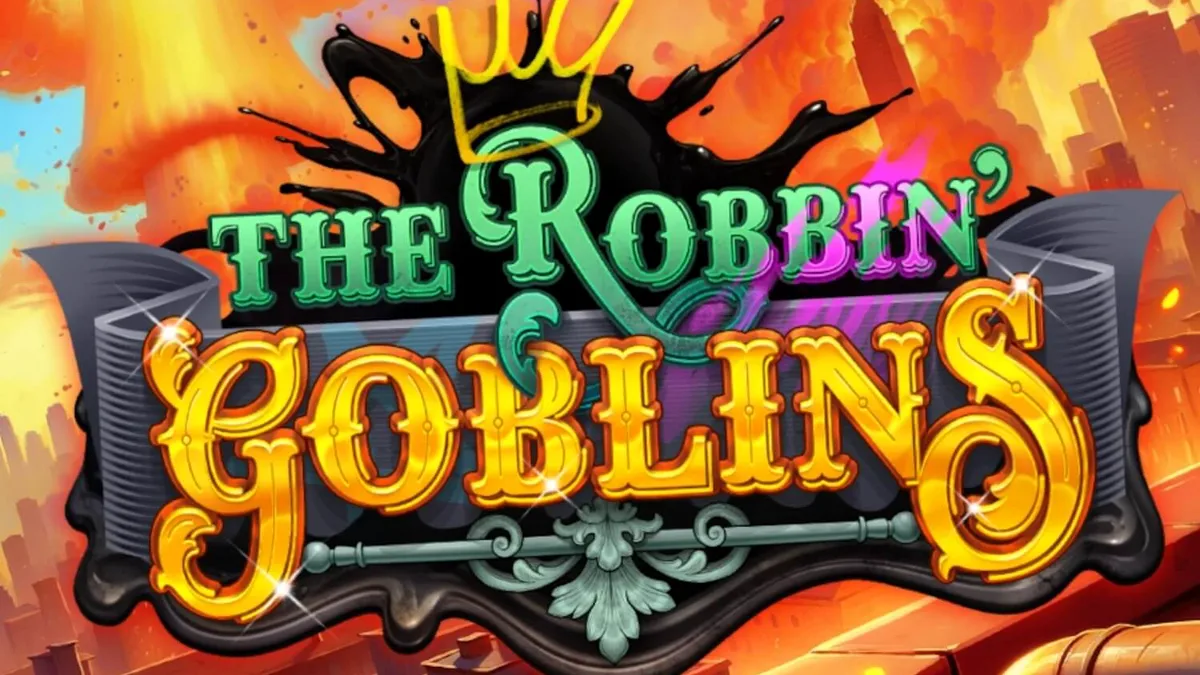 Tela de jogo do slot Robbin’ Goblins com goblins e elementos de destruição
